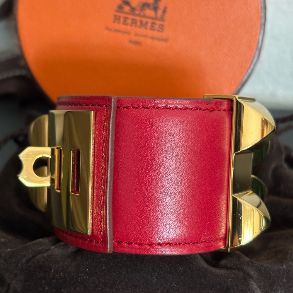 Authentic Hermes CDC collier de Chien Red Gold Bracelet - Picture 2 of 8